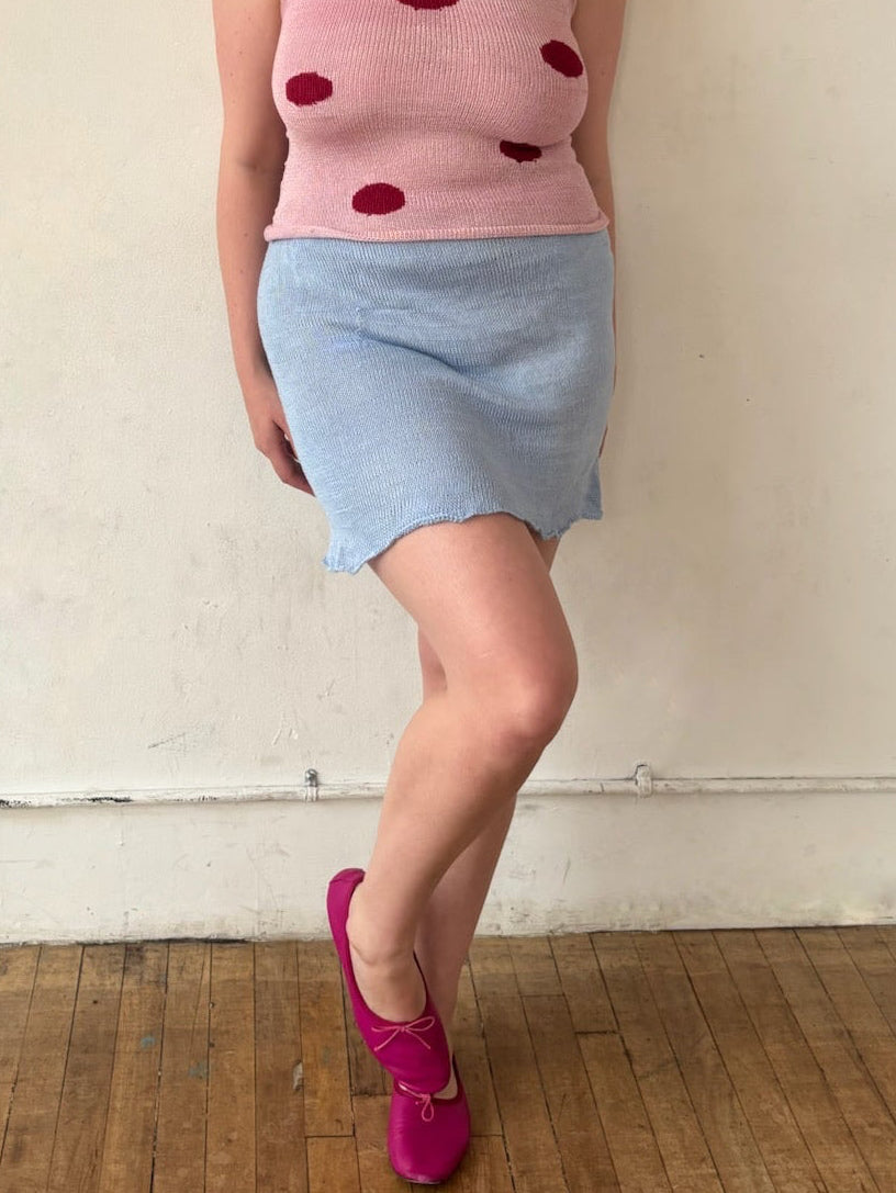 Blue Slip Mini Skirt