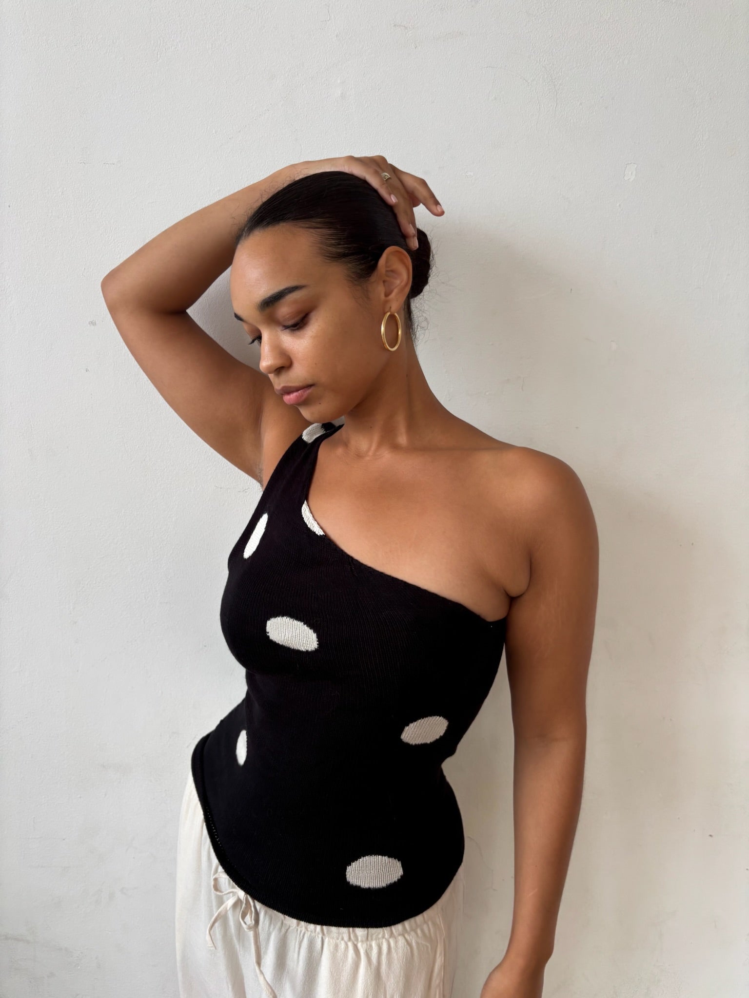 Black One Shoulder Polka