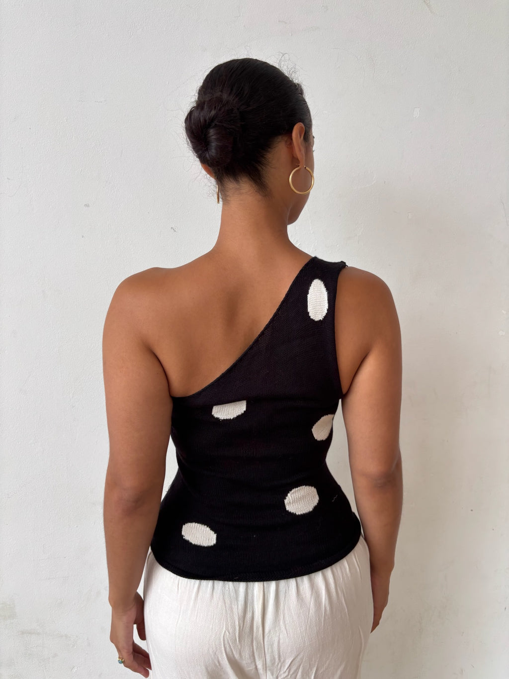 Black One Shoulder Polka