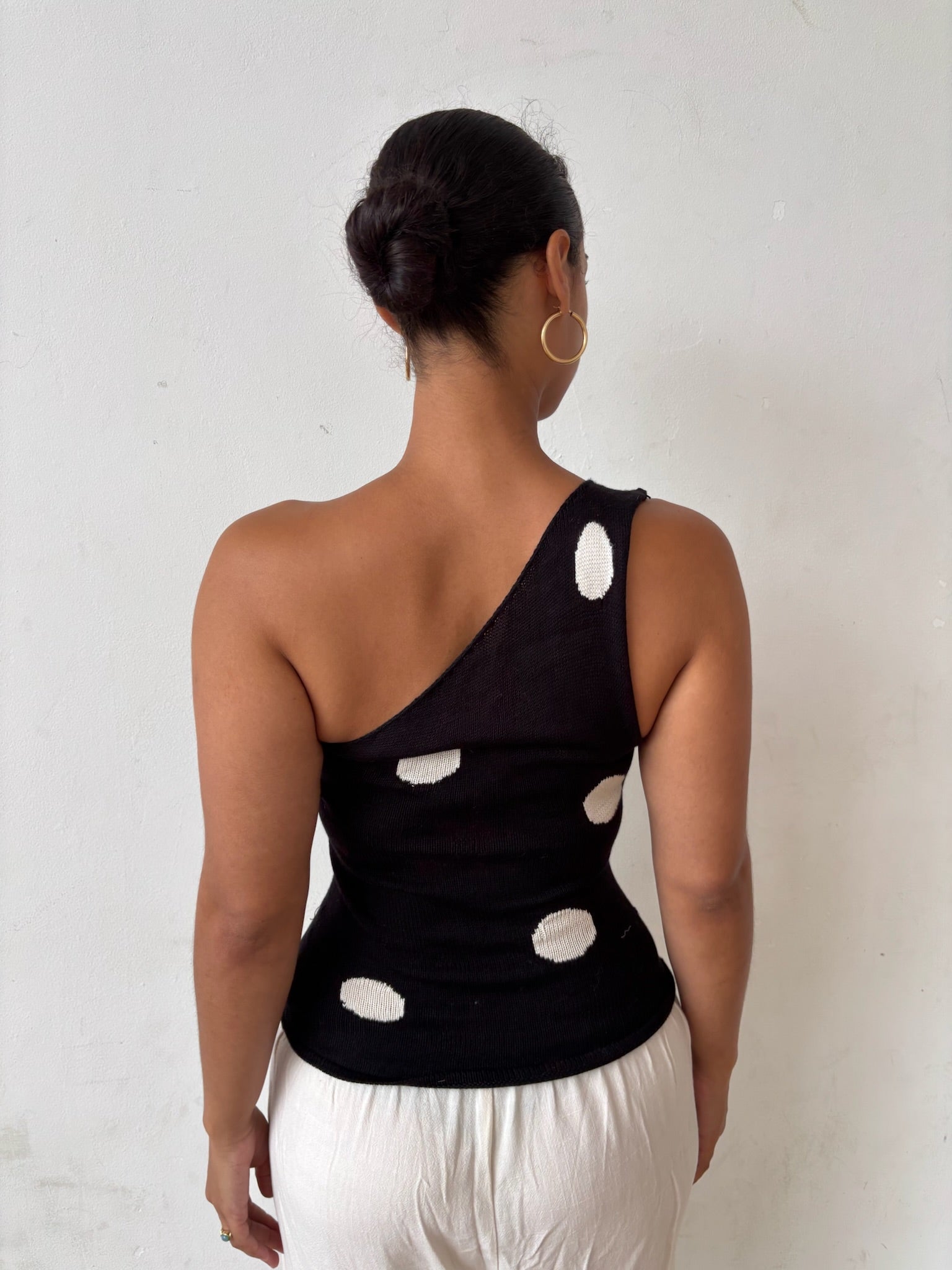Black One Shoulder Polka