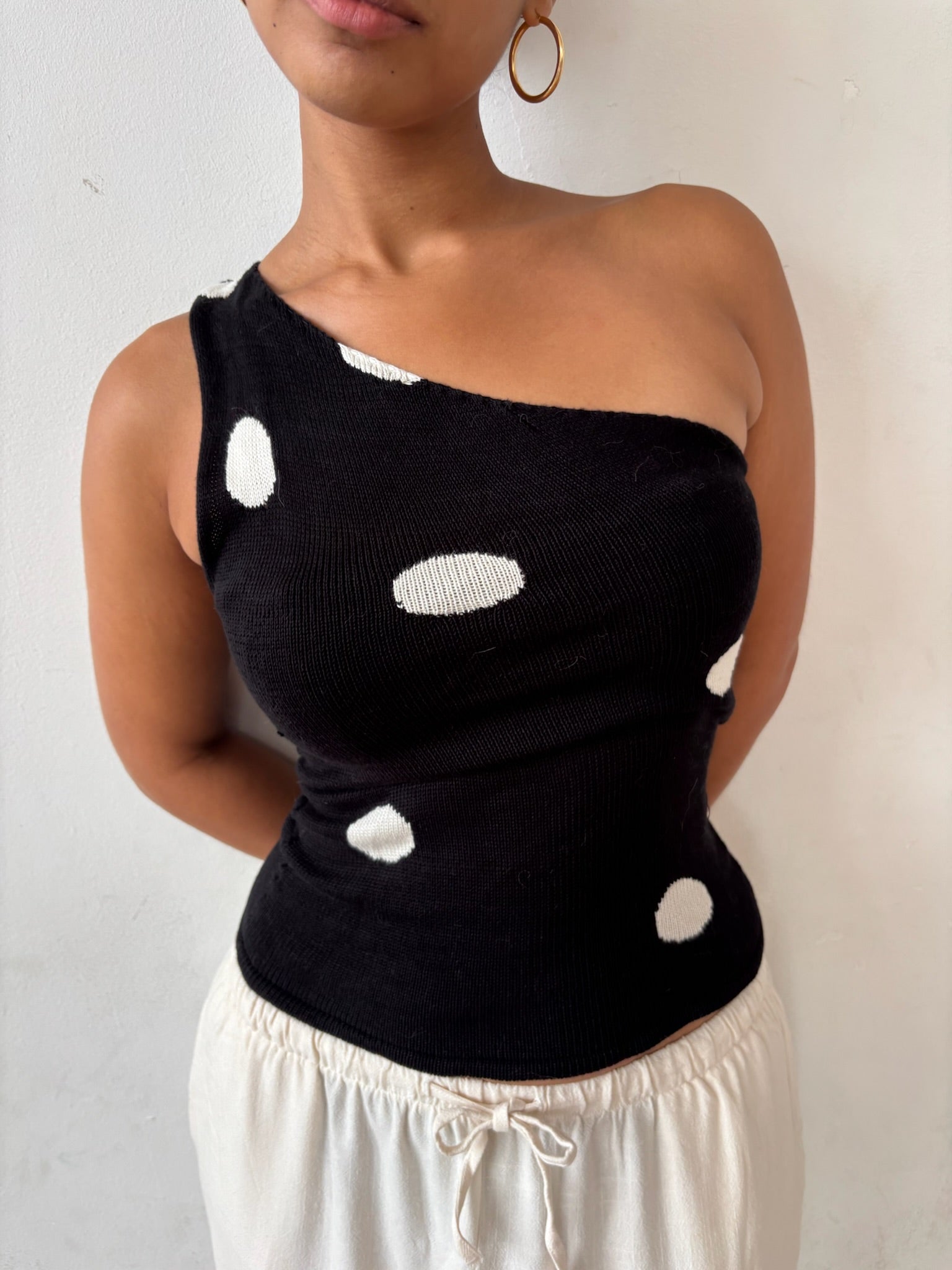 Black One Shoulder Polka