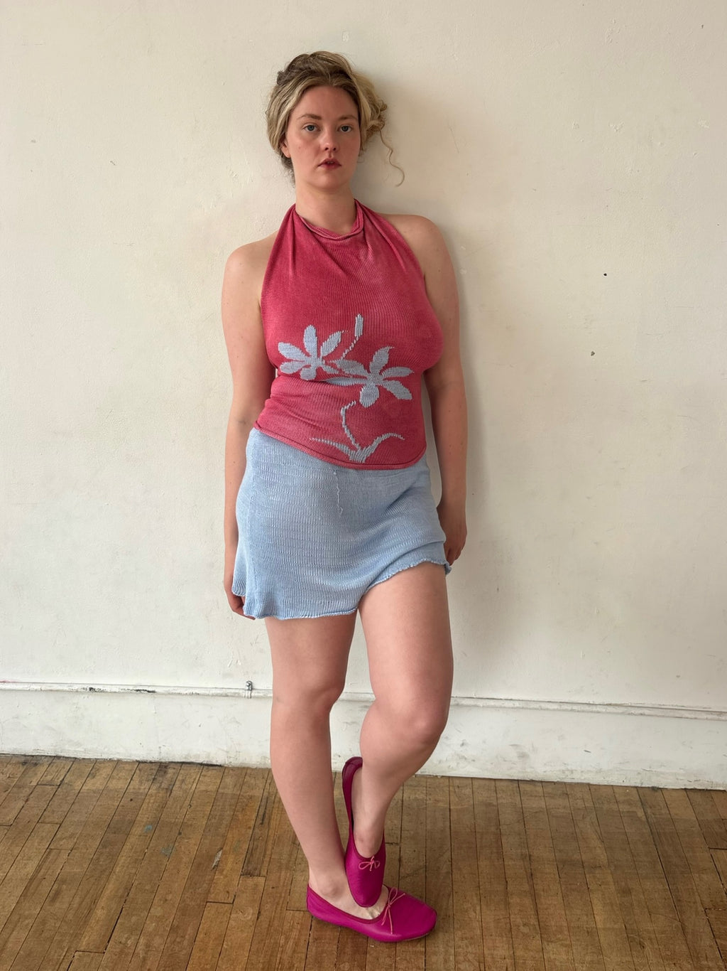 Blue Slip Mini Skirt
