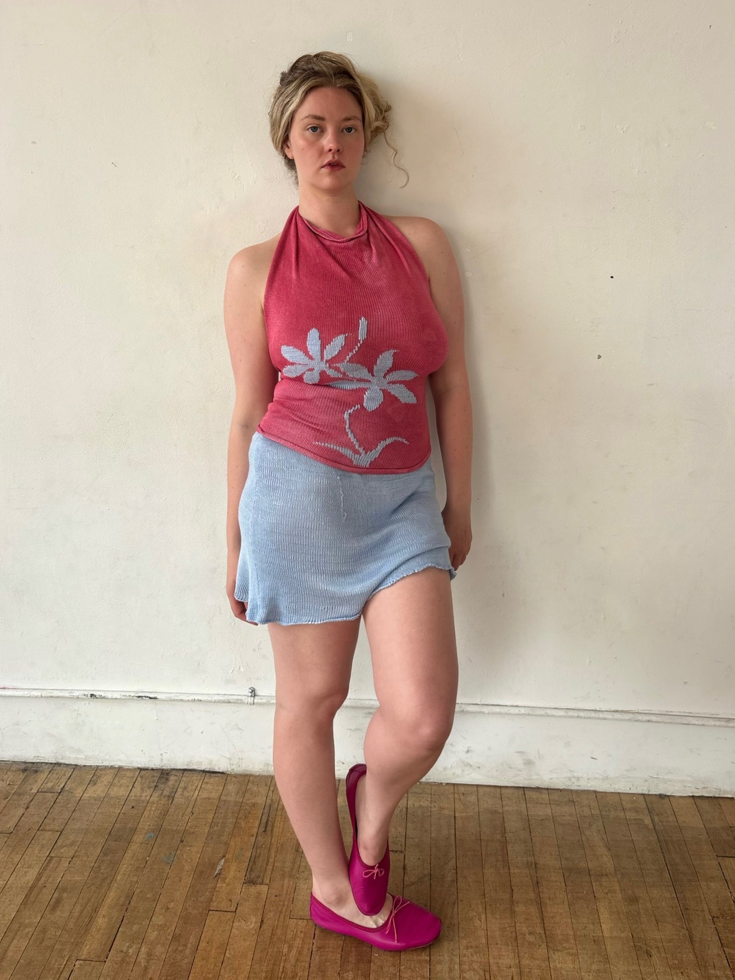 Blue Slip Mini Skirt