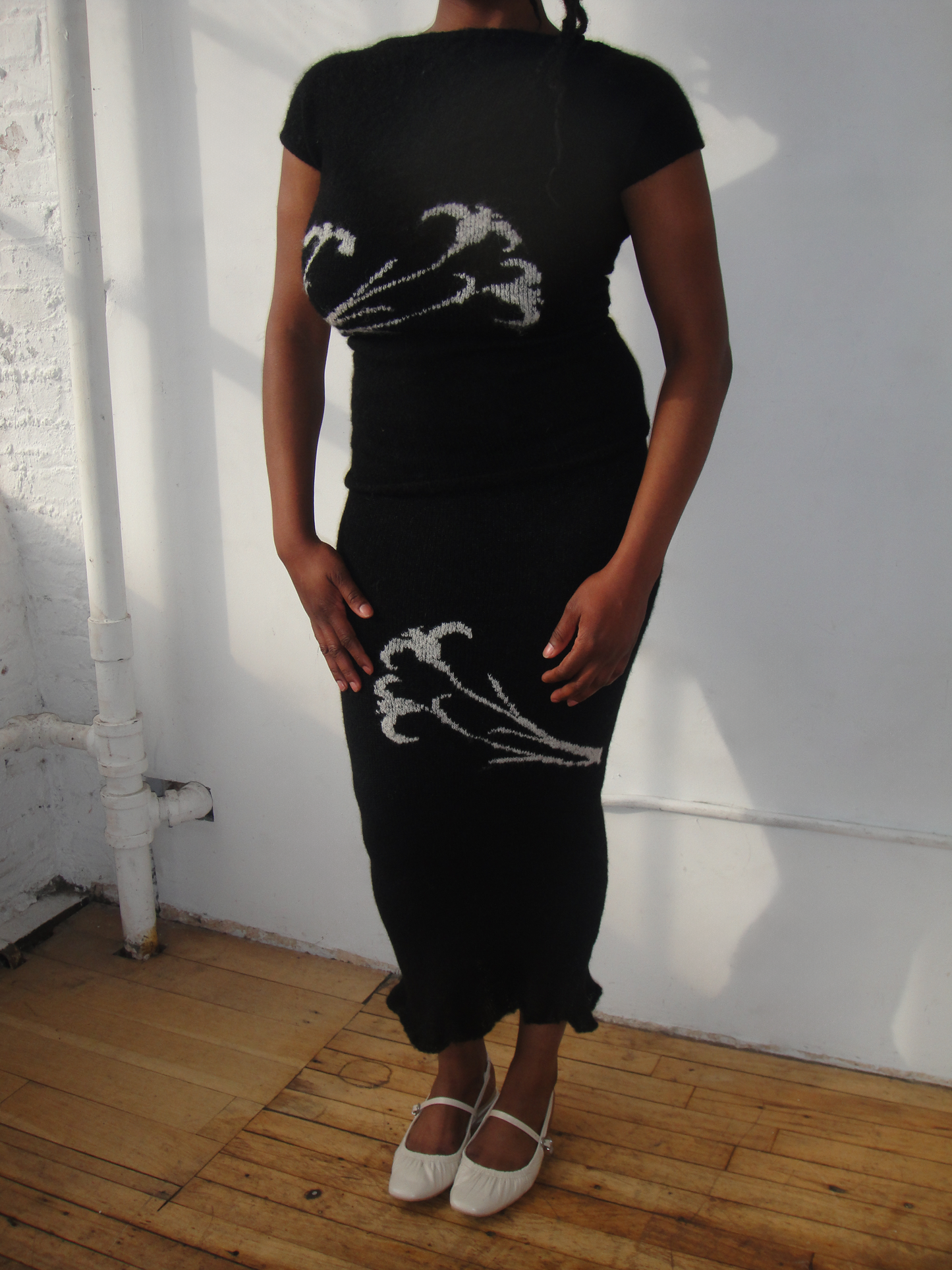 Black Flora Skirt