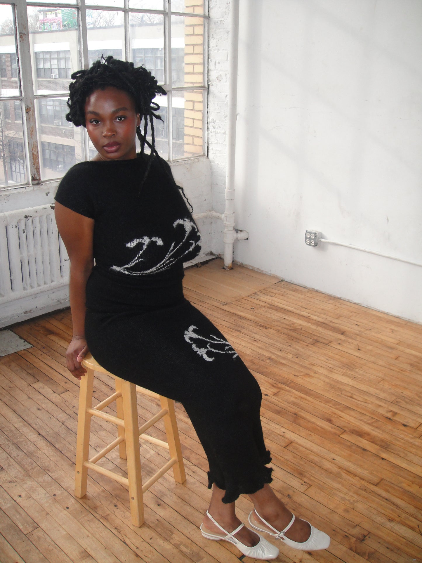 Black Flora Skirt