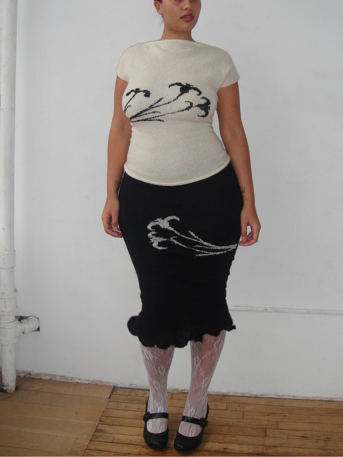 Black Flora Skirt